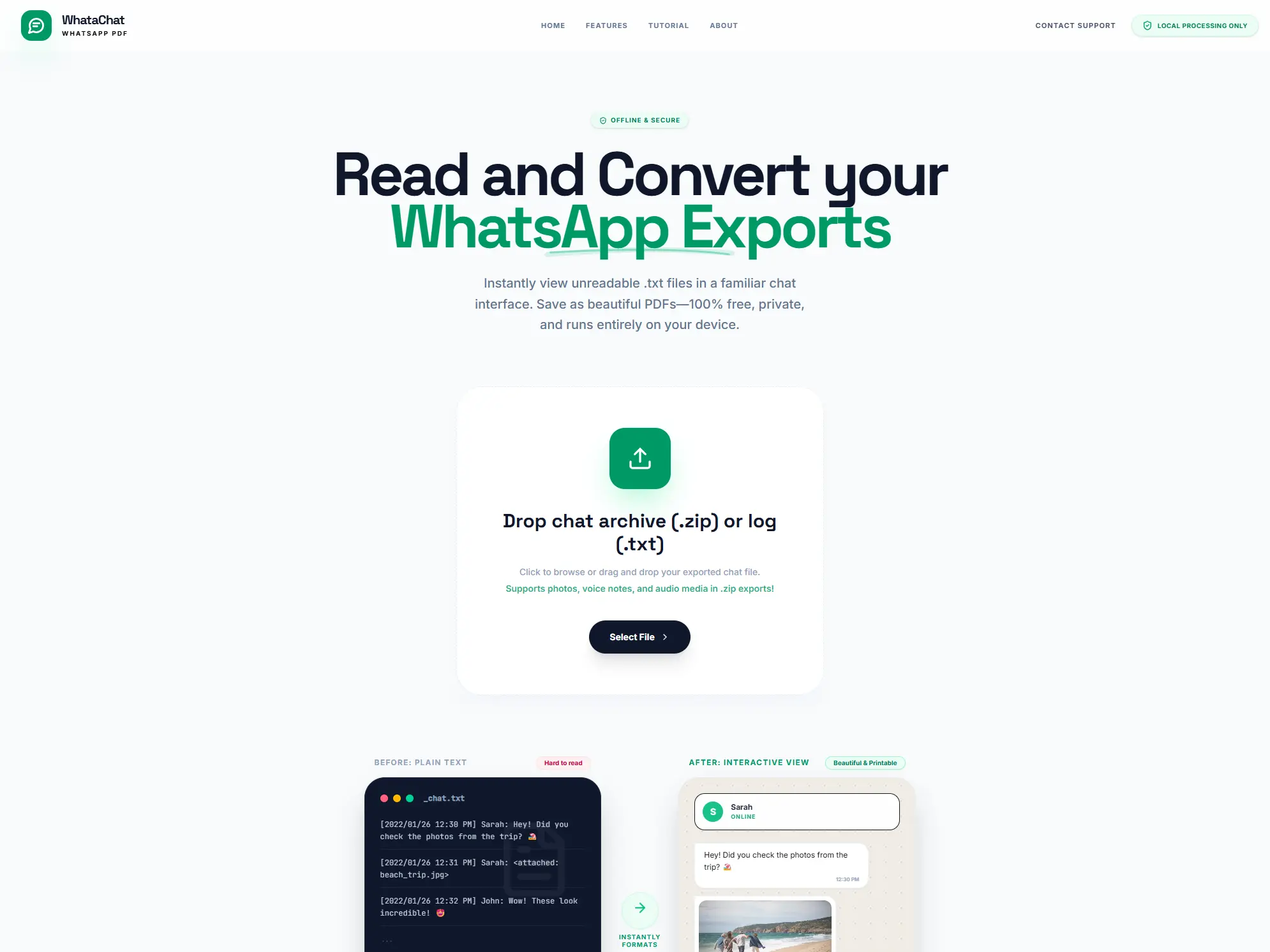 WhataChat - WhatsApp Export PDF Converter designed by Oshie WebLabs